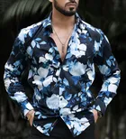 Lycra Full Sleeves Printed Shirt for Men (Multicolor, S)