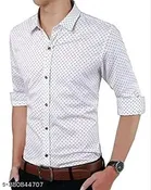Cotton Blend Printed Shirts for Men, White & Beige, Pack of 2 