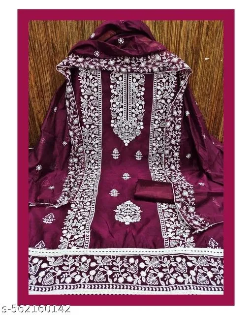 Chanderi Cotton Punjabi/All Over Suits for Women (Purple, 6.45 meter (XL)