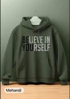 Fleece Printed Hoodie for Men, Olive (M)