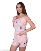Cotton Blend Printed Night Suit for Women, Multicolour 
