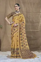 Silk Woven Design Saree for Women, Mustard 