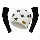 Woolen Printed Cap with Arm Sleeves for Men (White, Set of 2)