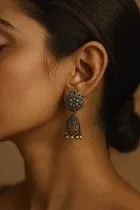 Women's Silver-Tone Traditional Jhumka & Boho Earrings & Stud Set 