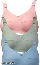 Chiffon Solid Bra for Women & Girls, Multicolour, Pack of 3 