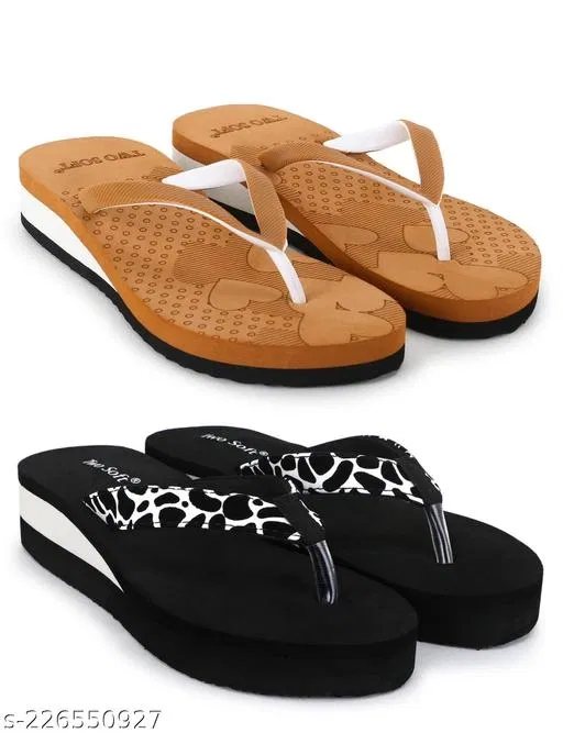 EVA Flip-flops for Women (Khaki, 4) Pack of 2