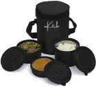 Inkitch 3 Compartments Lunch Box with Bag (Black)