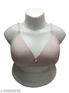 Cotton Solid Bra for Women (Pink, 30)