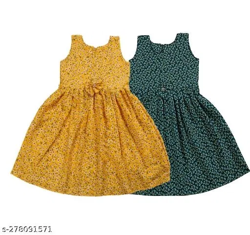 Frock Pack of 2 for Girls (Yellow, 6-7 Years)