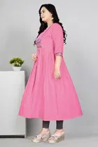 Zari Embroidered Cotton Blend Anarkali Kurti for Women 