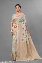 Cotton Linen Zari Woven Saree for Women 