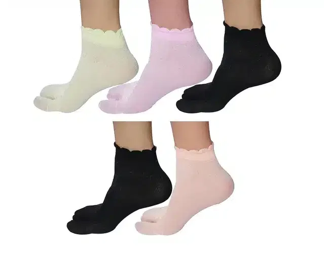Cotton Blend Ultra Thin Socks for Women (Multicolor, Pack of 5)