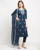 Cotton Cambric Embroidered Kurta Set for Women 