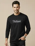 Polyester Printed T-shirt for Men, Black 