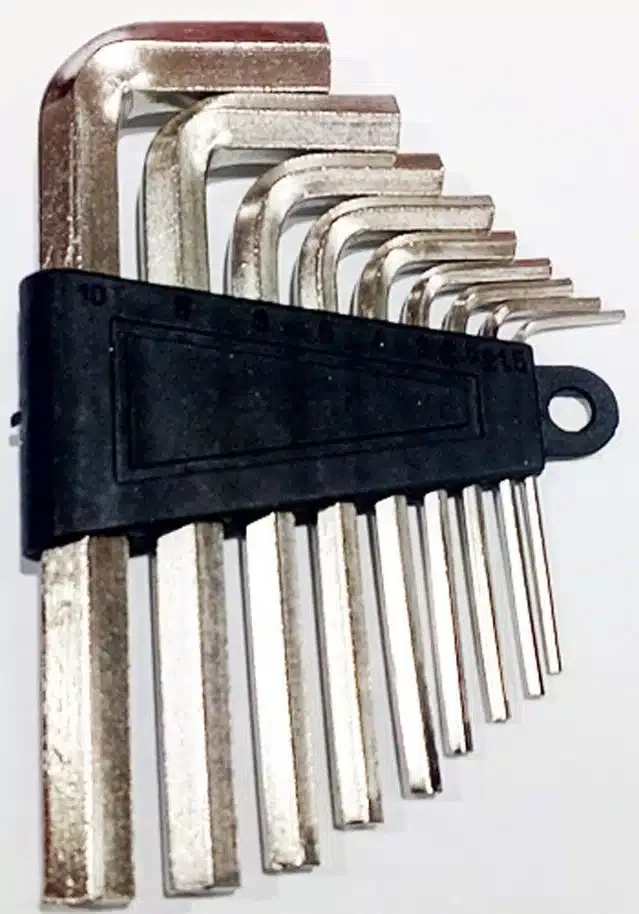 Metal Allen Key Power Hand Tools (Silver, Set of 9)