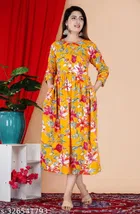 Rayon Printed Anarkali Kurti for Women 