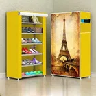 Lightweight 6 Layer PVC [Plastic] Multipurpose Organiser with Yellow Eiffel Tower Print zip cover [DIY] Do-It-Yourself