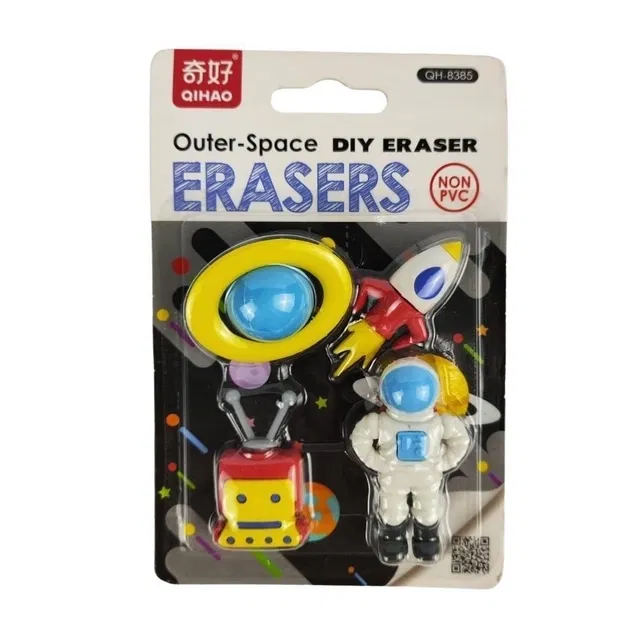 3D Outer Space Shaped Eraser Cute Eraser For Kids Toy Eraser With Different Shape And Color.(4 Pcs) In Box, Birthday Return Gift Party Idea For Kids Kanjak Gifts For Kids Girls, Boys.(Pick any one Design, Pack Of 1)