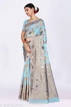Linen Zari Woven Saree for Women 