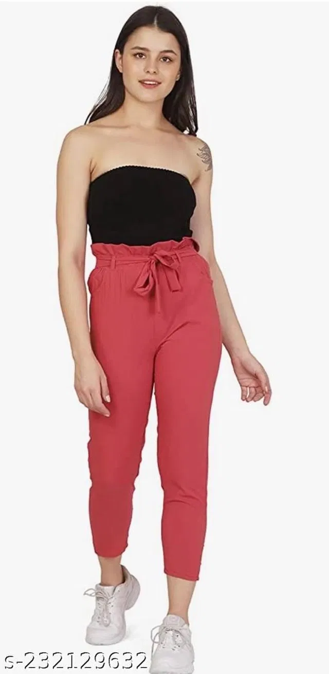 Cotton Blend Trouser for Women (Pink, 30)
