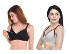 Cotton Blend Solid Non Padded Feeding Bras for Women 