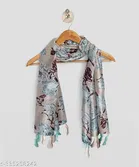 Printed Chiffon Scarves with Tassels for Women, Multicolor, Pack of 2