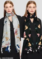 Chiffon Scarves for Women, Multicolor, Pack of 2