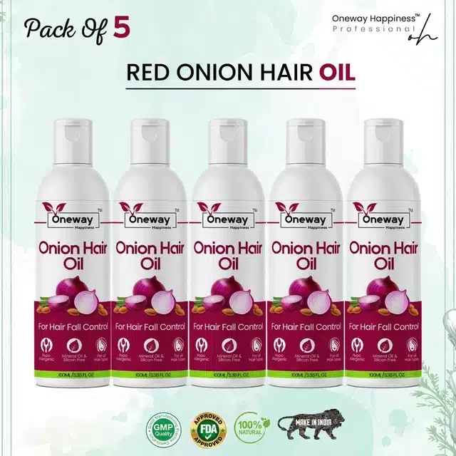 Oneway Onion Herbal Hair Oil (100ml, Pack of 5)