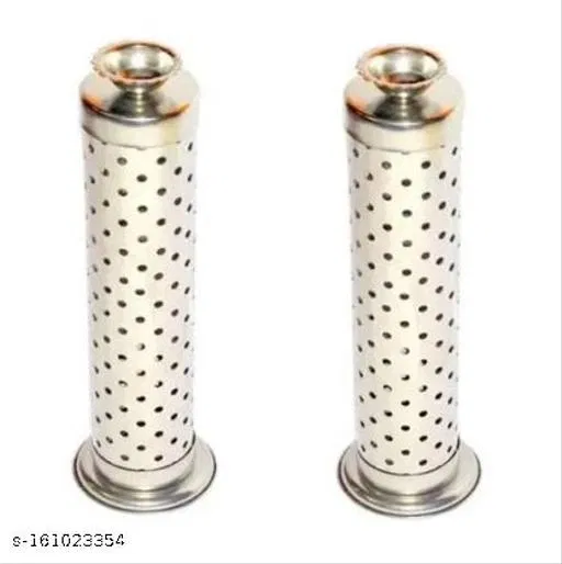 Stainless Steel Incense Stick Holder with Dhoop Holder, Pack of 2 (Silver)