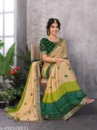Georgette Printed Saree for Women, Green 