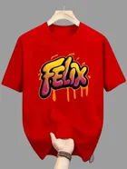 Polyester Printed Half Sleeves T-Shirts For Men, Red 