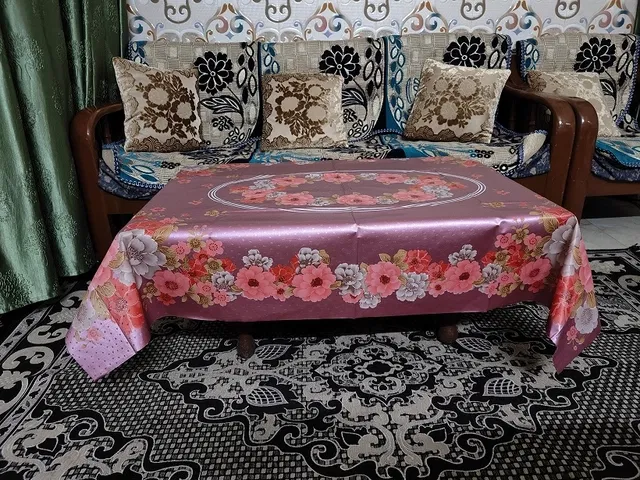 PVC Printed 4 Seaters Table Cover (Multicolor, 40x60 inches)