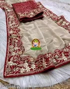 Georgette Solid Saree For Women, Brown