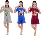Graphic Print Shift Dress for Girls, Pack of 3 