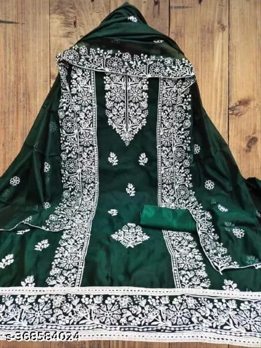 Embroidered Patiala Suits for Women (Green, Un Stitched)