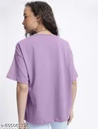 Cotton Blend Printed T-shirt for Women, Purple 