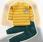 Hosiery Cotton Printed Clothing Set for Kids, Yellow 