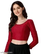 Lycra Ready Made Blouse for Women, Maroon 