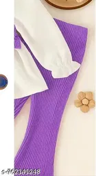 Cotton Blend Clothing Set for Girls, Voilet 