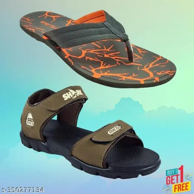 Sandal with Flipflop for Men (Multicolor, 7) (Pack of 2)