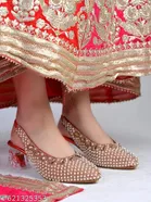 Embellished Round Toe Heel Sandals for Women 