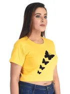 Round Neck Printed Crop Top for Women 