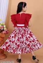 Printed Cotton Blend Calf Length Dress for Girls 