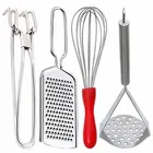 Oc9 स्टेनलेस स्टील यूटिलिटी पकड़ & चीज़ ग्रेटर & एग व्हिस्क & पोटैटो मेशर फॉर किचन टूल सेट 