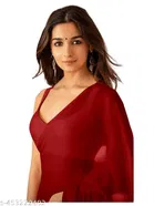 Plain Pure Georgette Alia Bhatt Saree for Women 