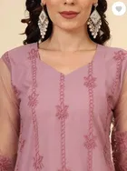 Net Solid Kurta Set with Dupatta for Women 