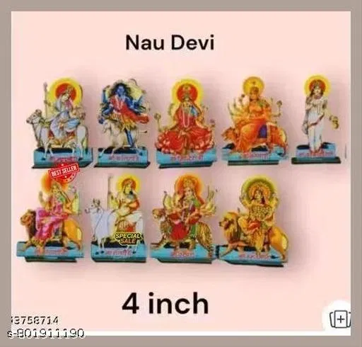 Nav Durga Maa Set (Wooden, Multi)