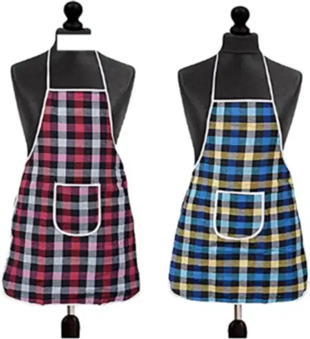 Cotton Kitchen Aprons (Multicolor, Pack of 2)
