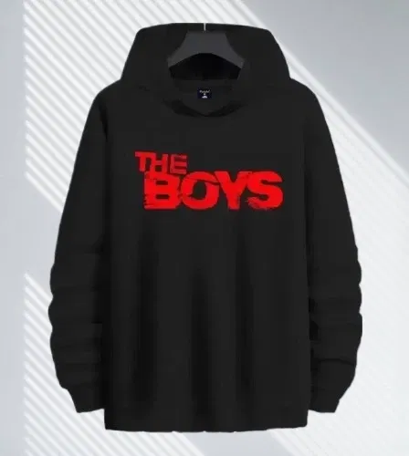 Fleece Printed Hoodie for Men (Black, L)
