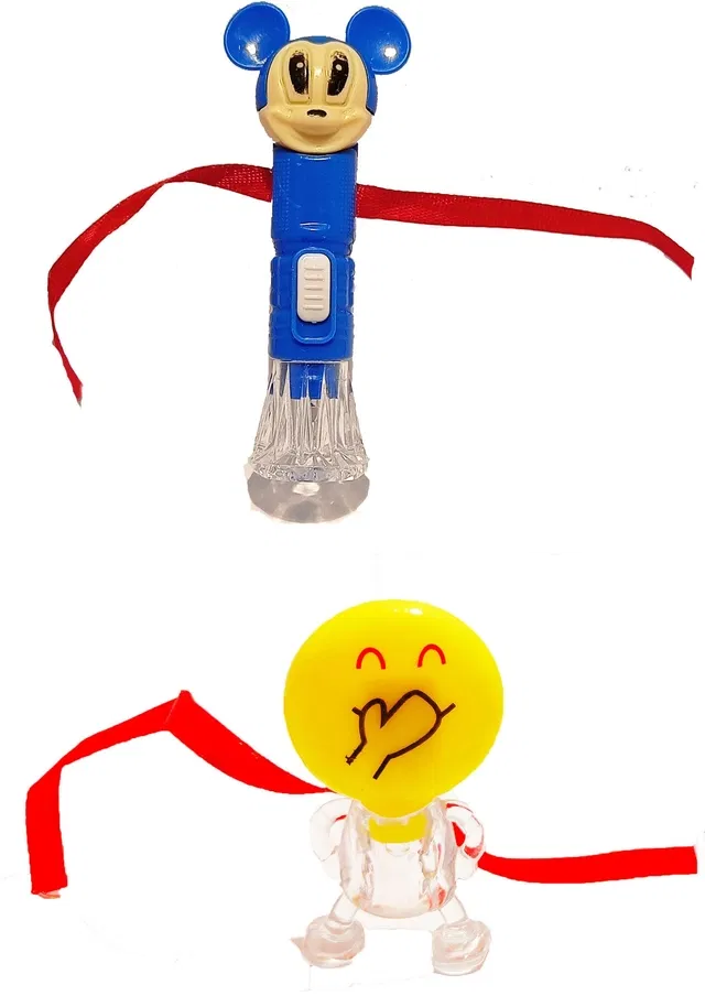 Plastic Micky Torch & Smiley Light Kids Rakhi (Multicolor, Pack of 2)